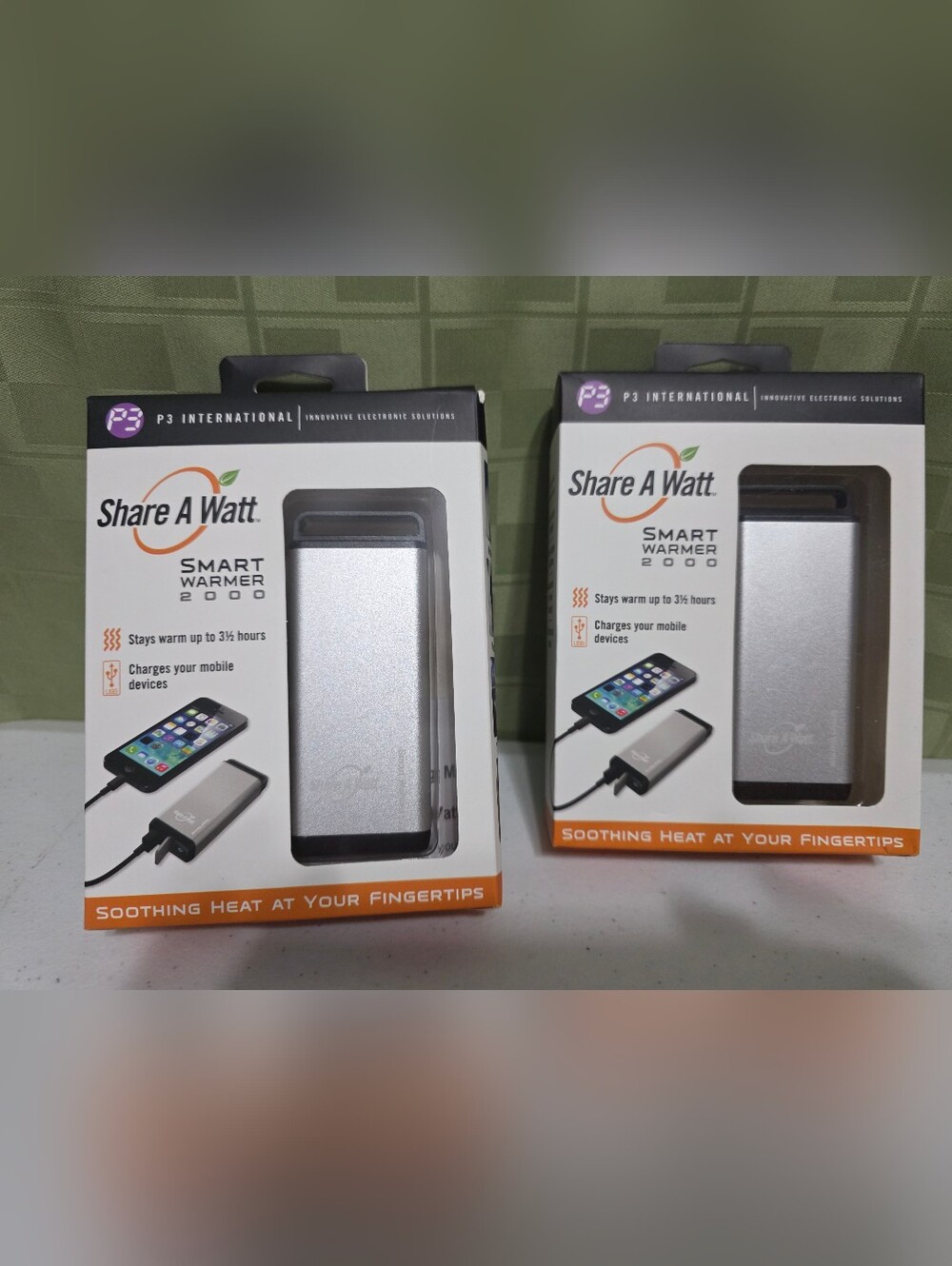 Two (2) Silver Smart Warmer 2000 - Portable Hand Warmer & Phone Charger